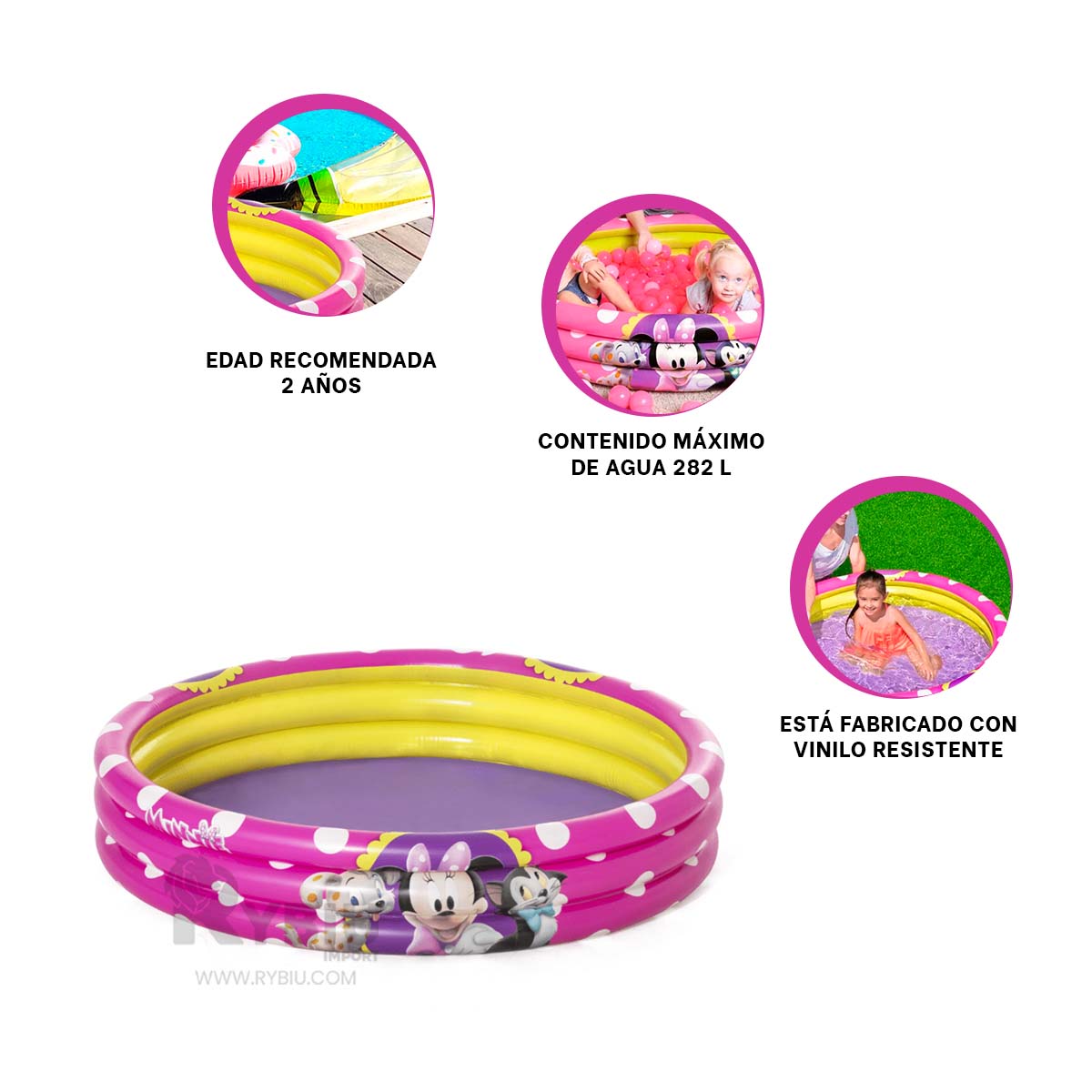 Pileta Ingantil en Tono Rosado Y+Regalo Ligas para Peinar