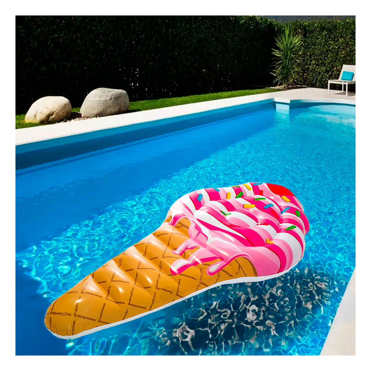 Inflable para Nadar Helado 107x224cm Y+Banderitas Adhesivas