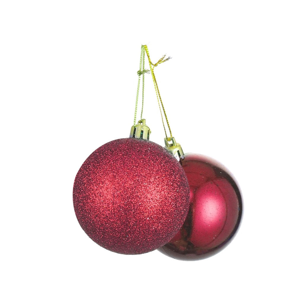 Set De Bolas Navideñas Rojas X12 Und - 7 Set De Bolas Navideñas Rojas X12 Und - 7