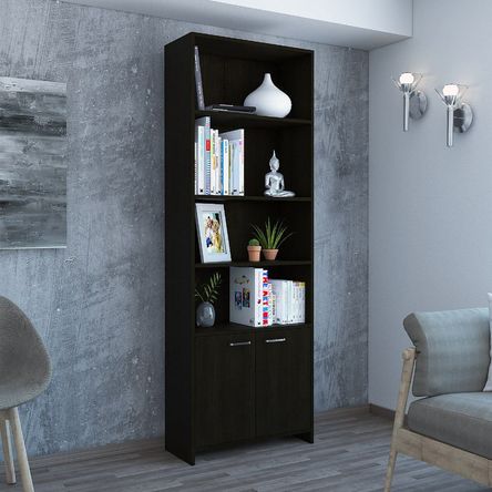 Biblioteca Lisa 1,80 Con Puertas - Wengue