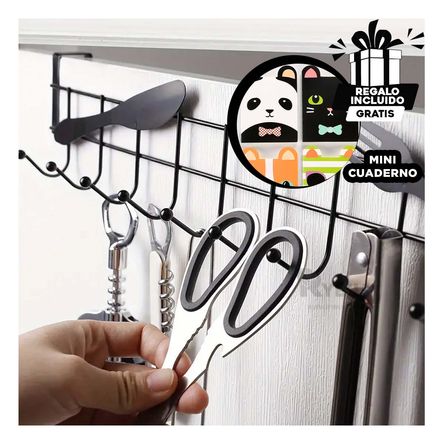 Colgador con Diseño Ideal para Puertas en Negro Y+Agendita Colgador con Diseño Ideal para Puertas en Negro Y+Agendita