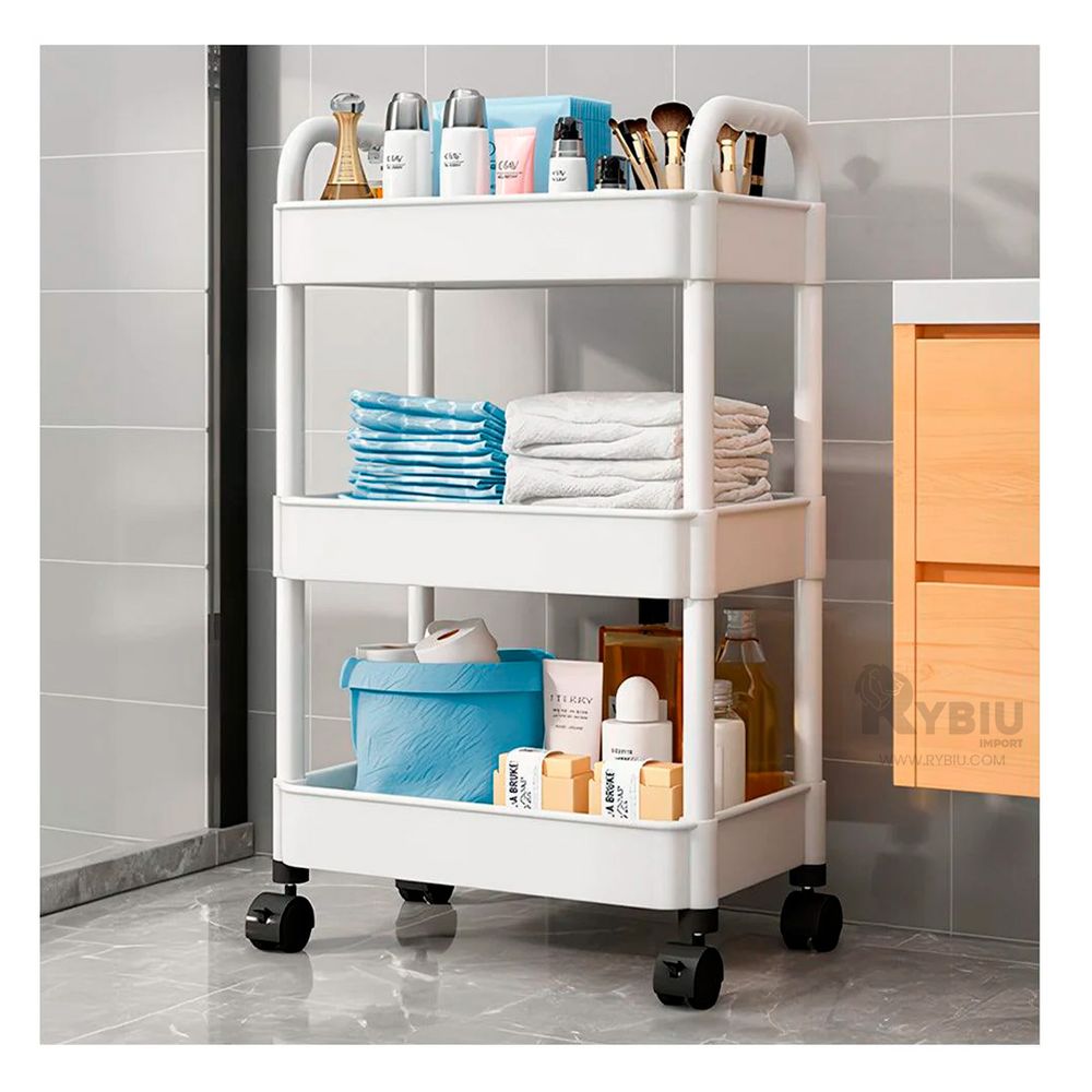 Estante Organizador de 3 Niveles en Color Blanco Y+Stickers Estante Organizador de 3 Niveles en Color Blanco Y+Stickers