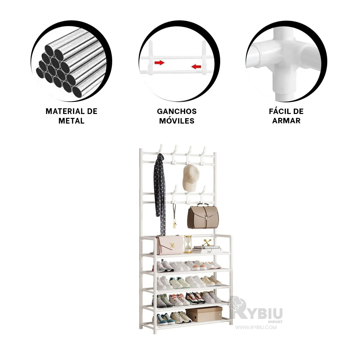 Rack para Zapato con Ganchos en Blanco Y+Post-it adhesivos