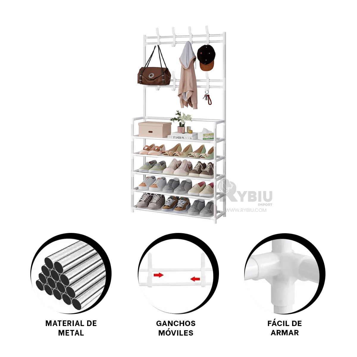 Zapatera con Separadores en Blanco Y+Stickers