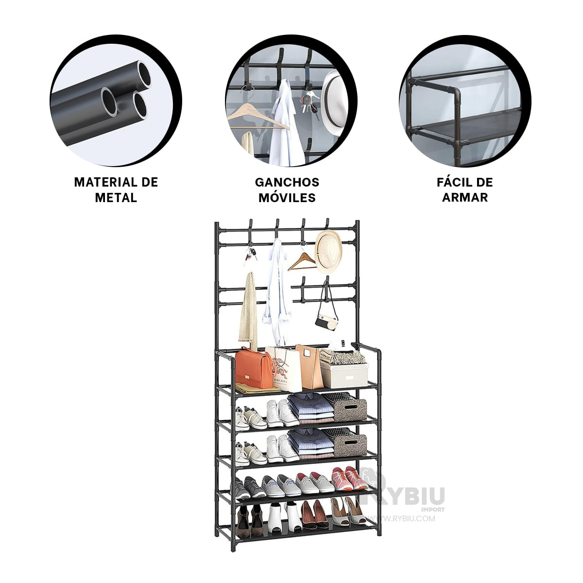 Zapatera con Separadores en Color Negro Y+Stickers