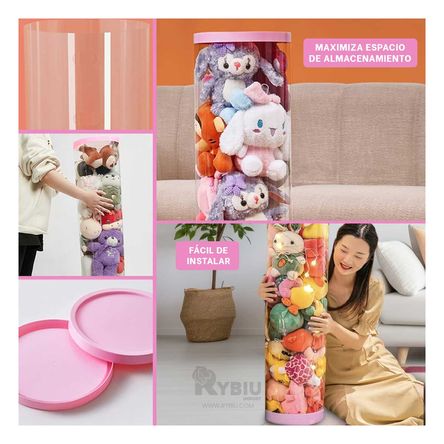 Cubo Organizador de Almacenamiento de Peluches Tapas Rosada