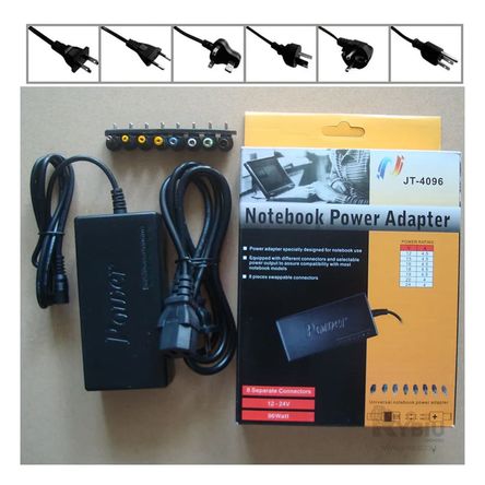 Cargador Universal para Laptop con 7 Entradas en Tono Negro Cargador Universal para Laptop con 7 Entradas en Tono Negro