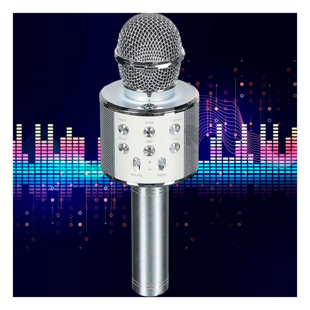 Microfono Bluetooth Multifuncional en Color Plomo Microfono Bluetooth Multifuncional en Color Plomo