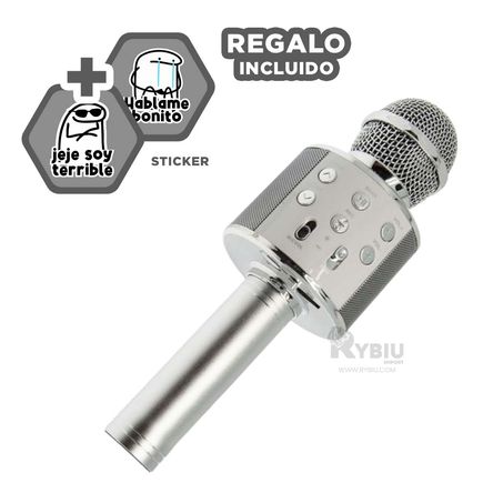 Microfono Moderno y Compacto en Color Plomo Y+Stickers Microfono Moderno y Compacto en Color Plomo Y+Stickers