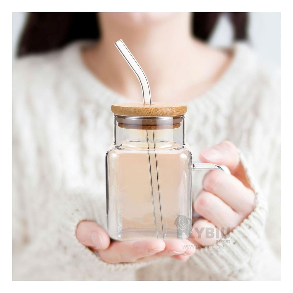Vaso Rectangular con Caña Transparente 500ml Y+Agendita Vaso Rectangular con Caña Transparente 500ml Y+Agendita
