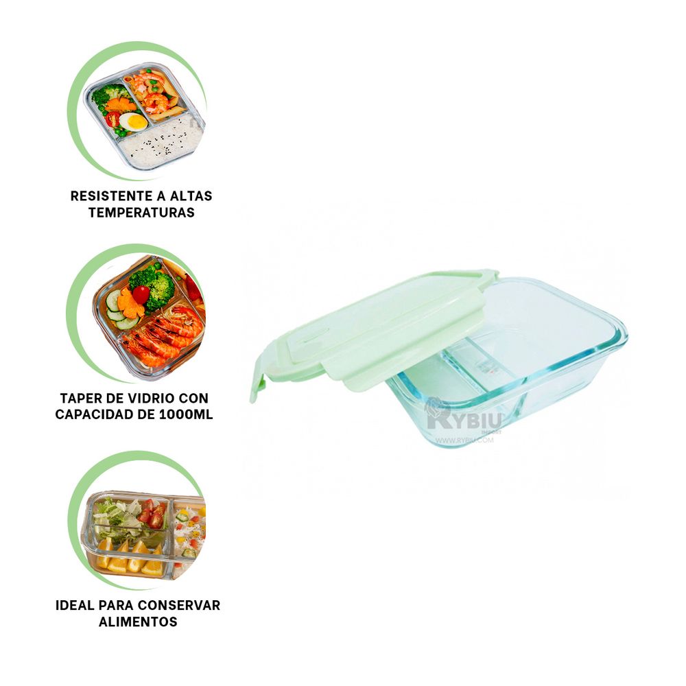 Taper Rectangular Vidrio 3 Divisiones Verde | Promart.pe - Promart
