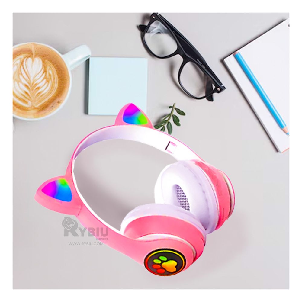 Audifonos Tipo Gato con Luces de Color Fucsia Audifonos Tipo Gato con Luces de Color Fucsia
