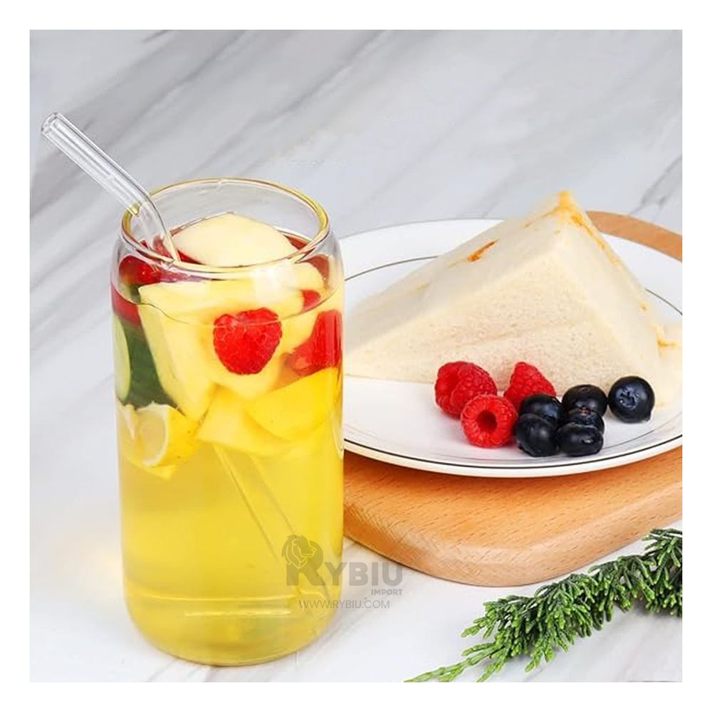 Vaso de Vidrio de 500ml con Sorbete de Estilo Recto Vaso de Vidrio de 500ml con Sorbete de Estilo Recto