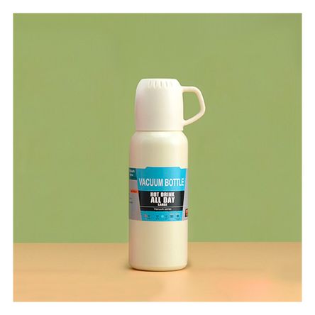 Termo Duradero al Calor Incluye 3 Tazas en Color Crema 500ml Termo Duradero al Calor Incluye 3 Tazas en Color Crema 500ml