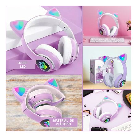 Audifonos con Bluetooth de Gato Morado Y+Papel de Regalo Audifonos con Bluetooth de Gato Morado Y+Papel de Regalo