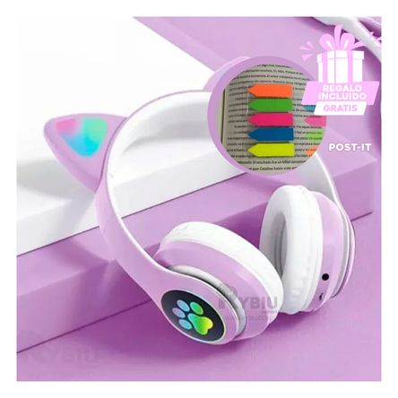 Cascos Kawai con Orejitas en Morado Y+Post-it adhesivos Cascos Kawai con Orejitas en Morado Y+Post-it adhesivos