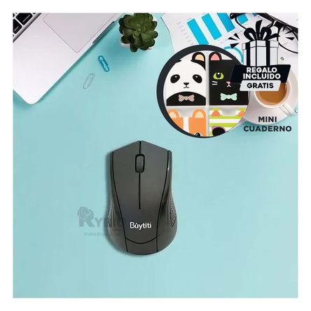 Mouse sin Conexion de Cable en Tono Negro Y+Agendita Mouse sin Conexion de Cable en Tono Negro Y+Agendita