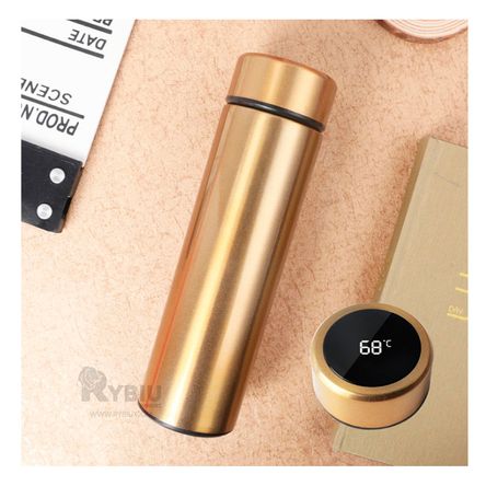 Termo Inteligente Digital Practico de 500 ml color Dorado Termo Inteligente Digital Practico de 500 ml color Dorado