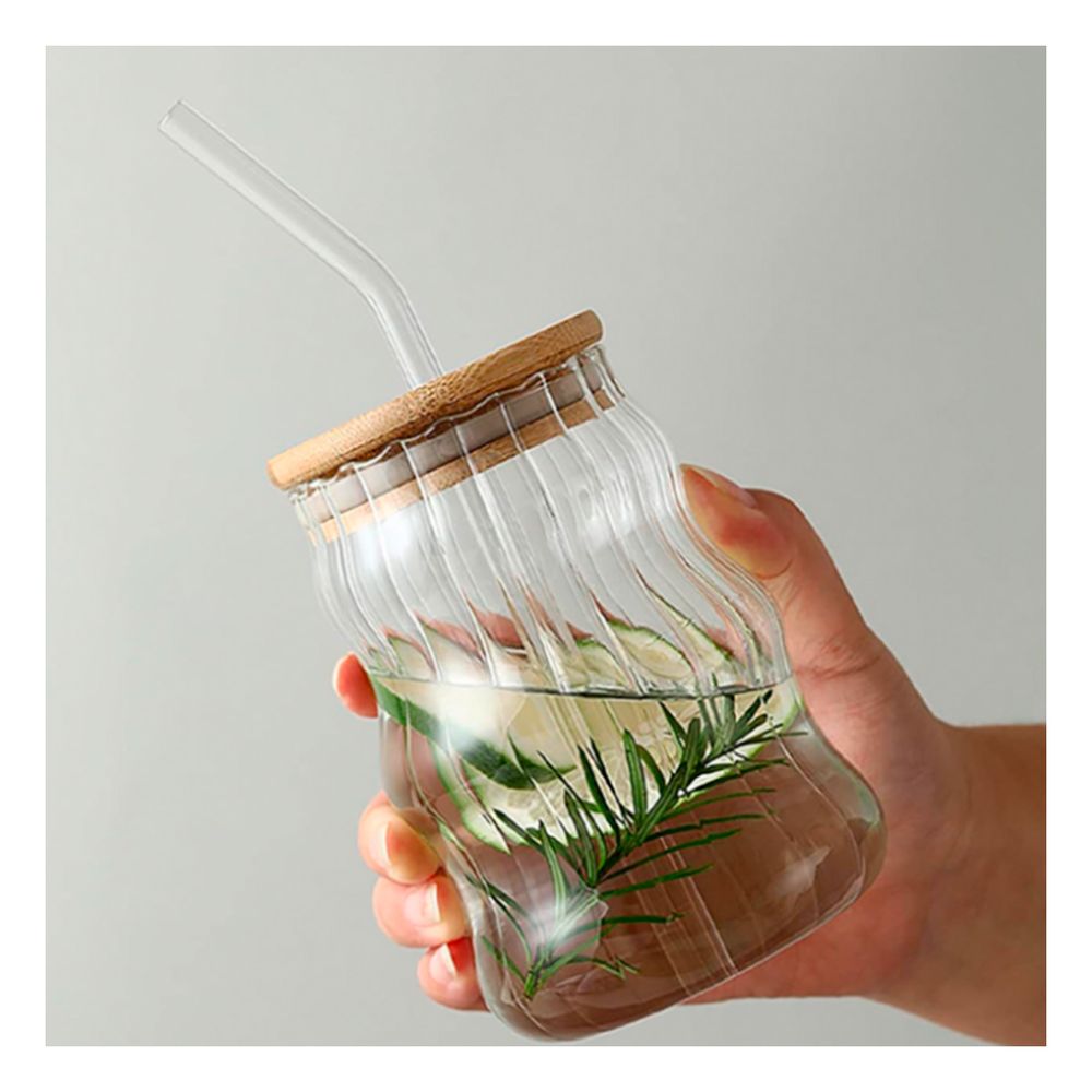 Vaso Redondeado con Tapa y Sorbete Transparente Vaso Redondeado con Tapa y Sorbete Transparente