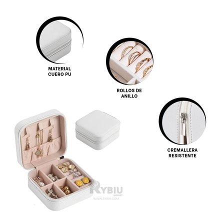 Mini Caja para Joyas con Cremallera Color Blanco Y+Stickers Mini Caja para Joyas con Cremallera Color Blanco Y+Stickers