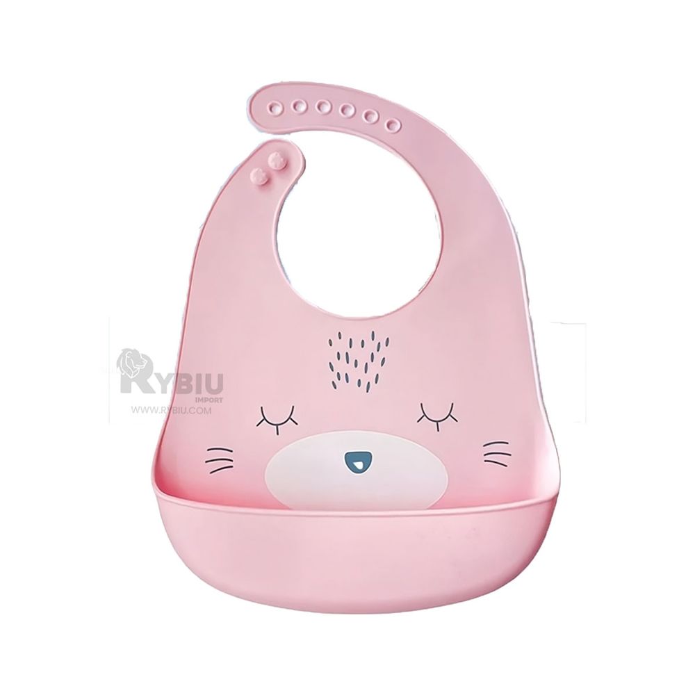 Babero Resistente al Agua de Color Rosado Y+Stickers Babero Resistente al Agua de Color Rosado Y+Stickers