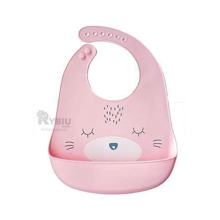 Babero Resistente al Agua de Color Rosado Y+Stickers Babero Resistente al Agua de Color Rosado Y+Stickers