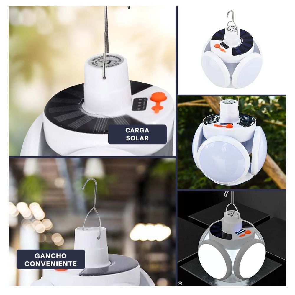 Foco Innovador y Util Led Recargable con Panel Solar Foco Innovador y Util Led Recargable con Panel Solar