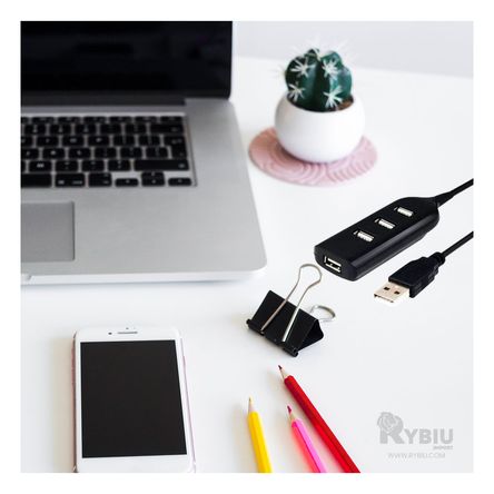 Hub Moderno de 4 Puertos Usb 2.0 Negro Y+Papel de Regalo Hub Moderno de 4 Puertos Usb 2.0 Negro Y+Papel de Regalo