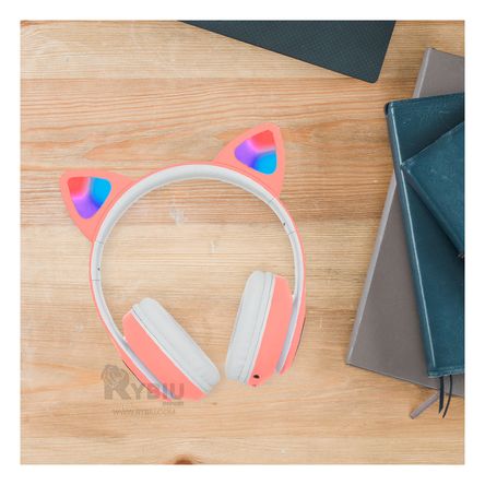 Audifonos con Tematica de Gato y con Luces en Tono Rosado Audifonos con Tematica de Gato y con Luces en Tono Rosado