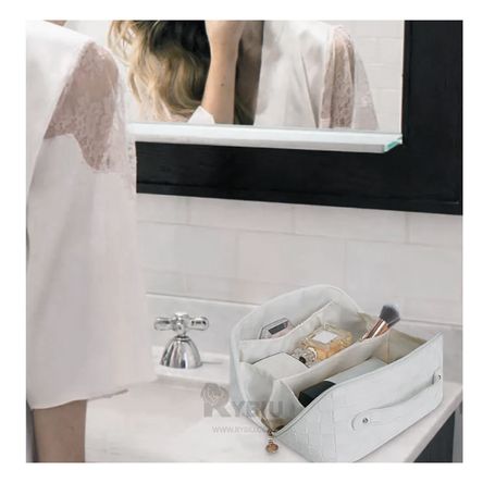 Cosmetiquero Neceser Maquillaje de Cuadros Blanco