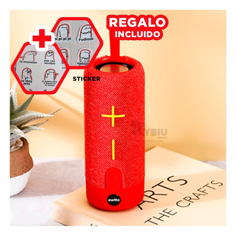 Parlante de Plastico y Metal Duradero Rojo Y+Stickers Parlante de Plastico y Metal Duradero Rojo Y+Stickers