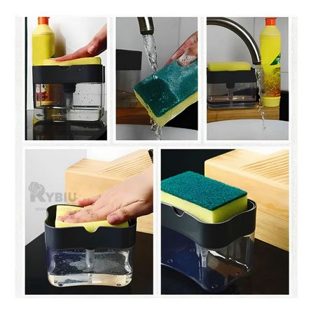 Dispensador Multifuncional de Jabon Lavavajilla Color Negro Dispensador Multifuncional de Jabon Lavavajilla Color Negro