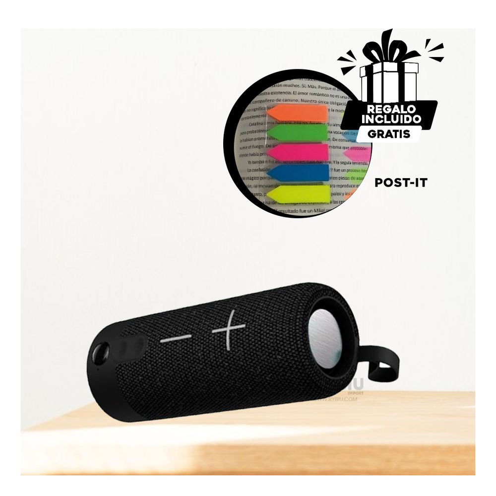Altoparlante Bonito de Color Negro Y+Post-it adhesivos Altoparlante Bonito de Color Negro Y+Post-it adhesivos