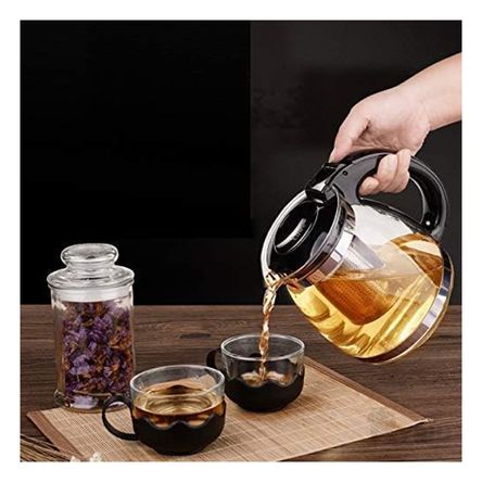 Tetera de Vidrio para Te en Negro 1.5 Lt Y+Papel de Regalo Tetera de Vidrio para Te en Negro 1.5 Lt Y+Papel de Regalo