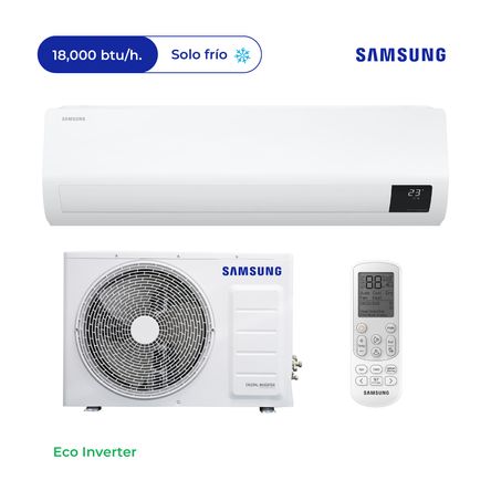 Aire Acondicionado Samsung Split De 18,000 btu/h Eco Inverter Frío Solo Aire Acondicionado Samsung Split De 18,000 btu/h Eco Inverter Frío Solo