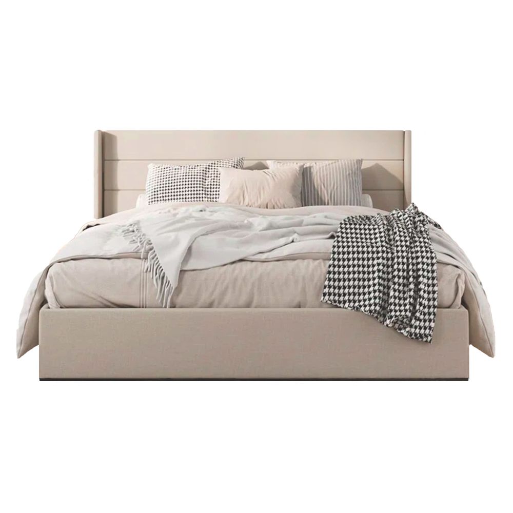 Cama Tapizada Listón Venus LeMueble 2 Plazas Beige Cama Tapizada Listón Venus LeMueble 2 Plazas Beige