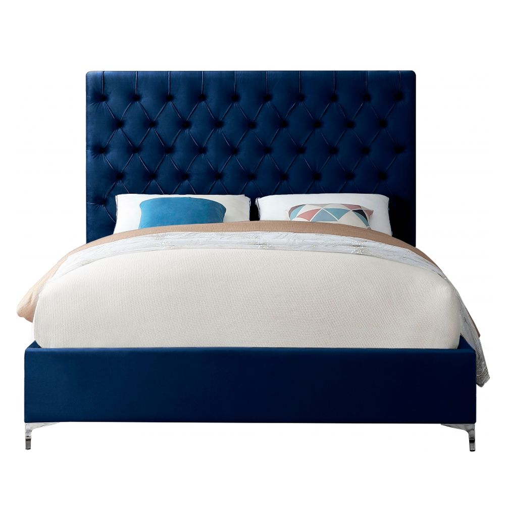 Cama Tapizada Capitoné LeMueble Abba Azul 1.5 Plz Cama Tapizada Capitoné LeMueble Abba Azul 1.5 Plz