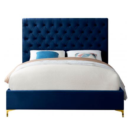 Cama Tapizada Capitoné LeMueble Adda Azul 2 Plazas Cama Tapizada Capitoné LeMueble Adda Azul 2 Plazas