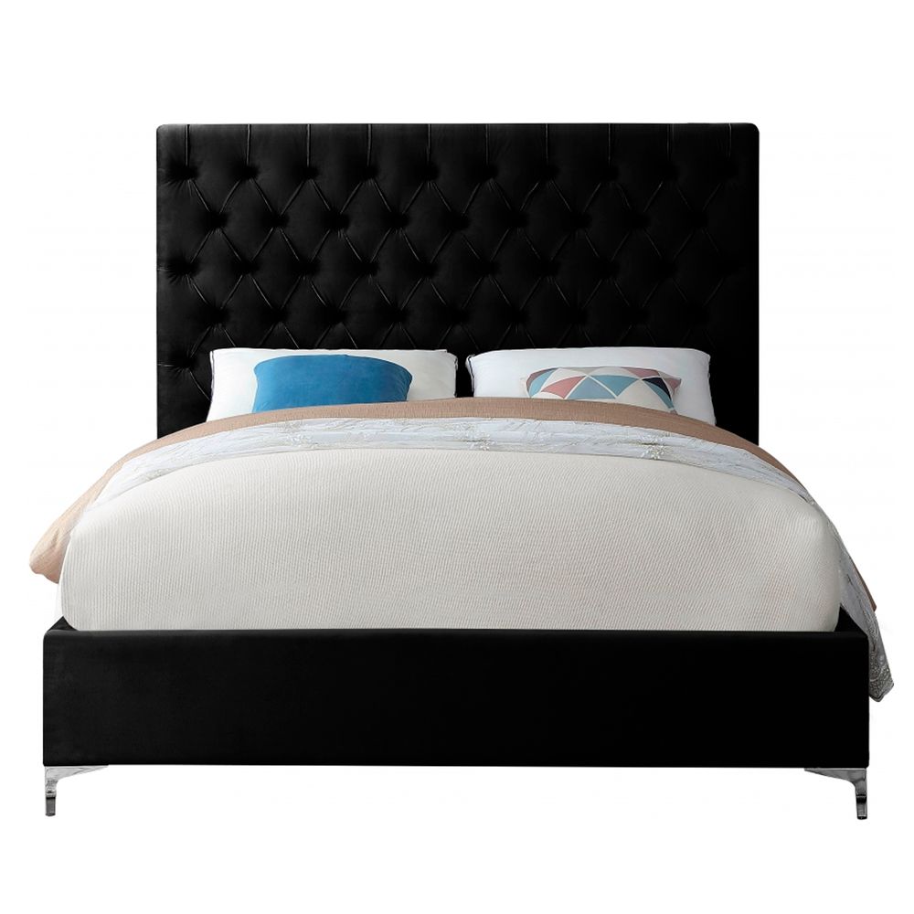 Cama Tapizada Capitoné LeMueble Abba Negro 1.5 Plz Cama Tapizada Capitoné LeMueble Abba Negro 1.5 Plz
