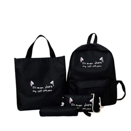 Pack Mochila Kwaii 4 en 1 Negro