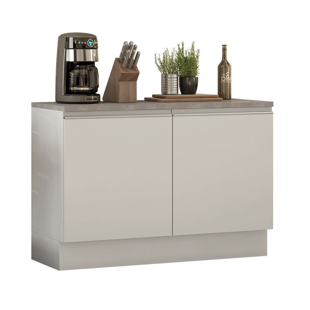 Mueble de Cocina 2 Puertas Glamy 120 cm con Encimera Blanco