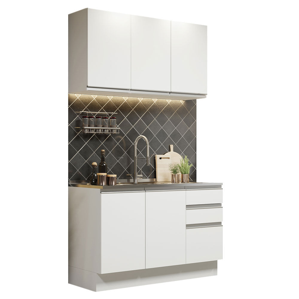 Mueble de Cocina Integral Glamy 120 cm Blanco 01