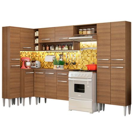 Mueble de Cocina Integral Emilly Love 385 cm Marrón 01 Mueble de Cocina Integral Emilly Love 385 cm Marrón 01