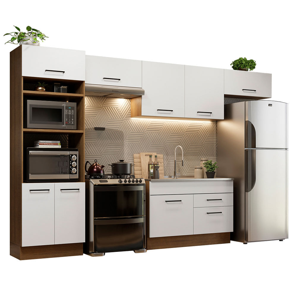 Mueble de Cocina Integral Agata 350 cm Marrón/Blanco 01