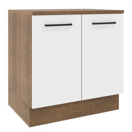 Mueble de Cocina 2 Puertas Agata 80 cm Marrón/Blanco