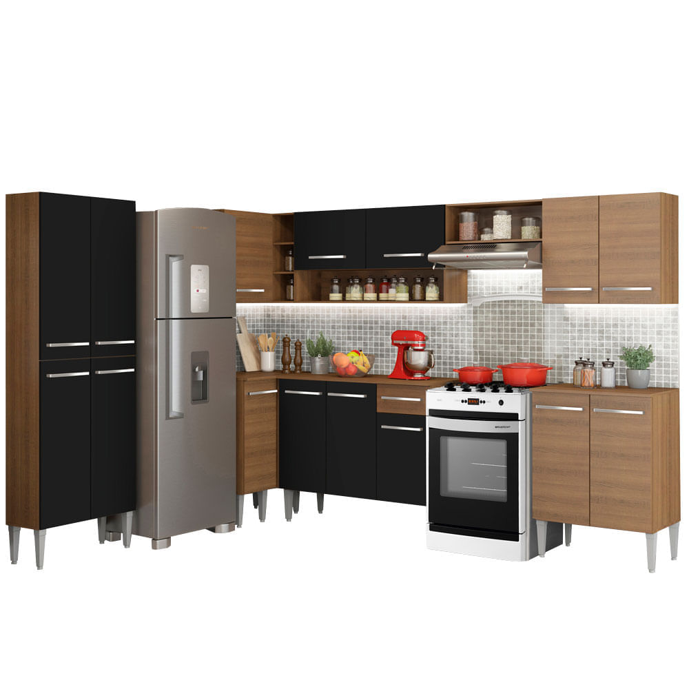 Mueble de Cocina Integral Emilly Moon 481 cm Marrón/Negro 01