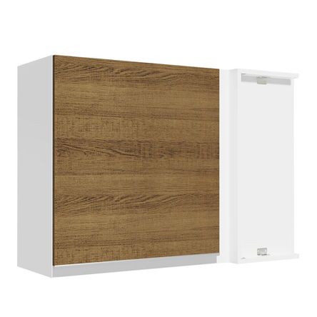Alacena de Cocina de Esquina Glamy 94 cm Blanco/Marrón