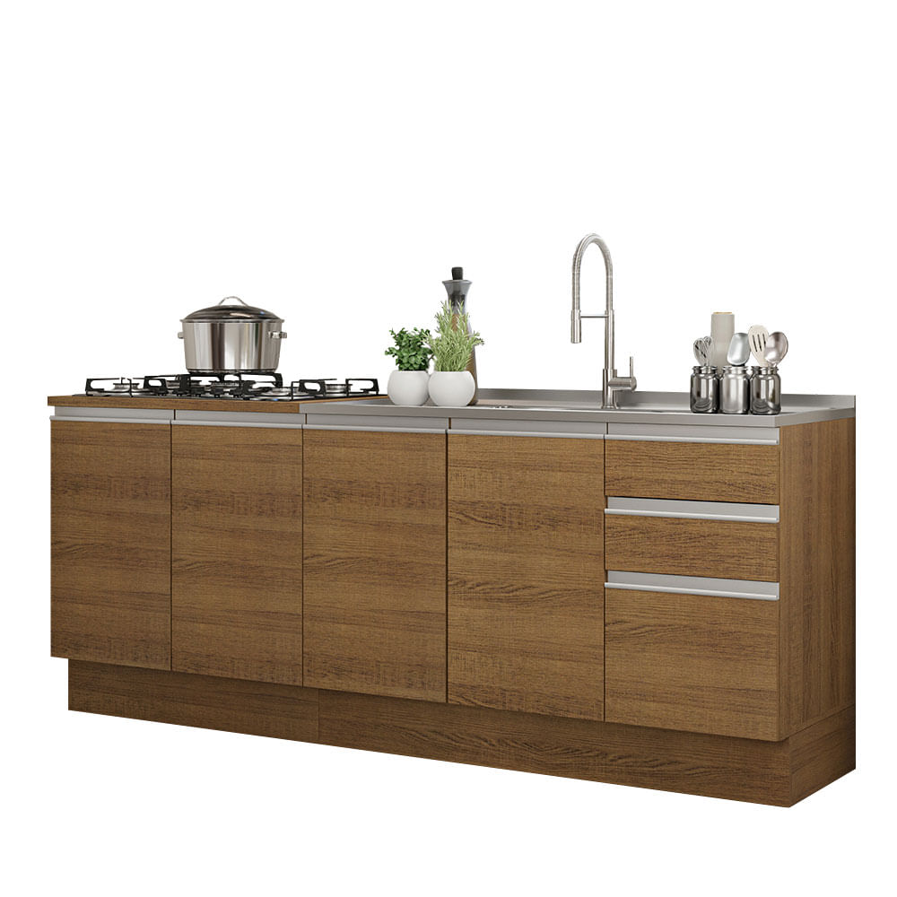 Mueble de Cocina Integral Glamy 200 cm Marrón 10