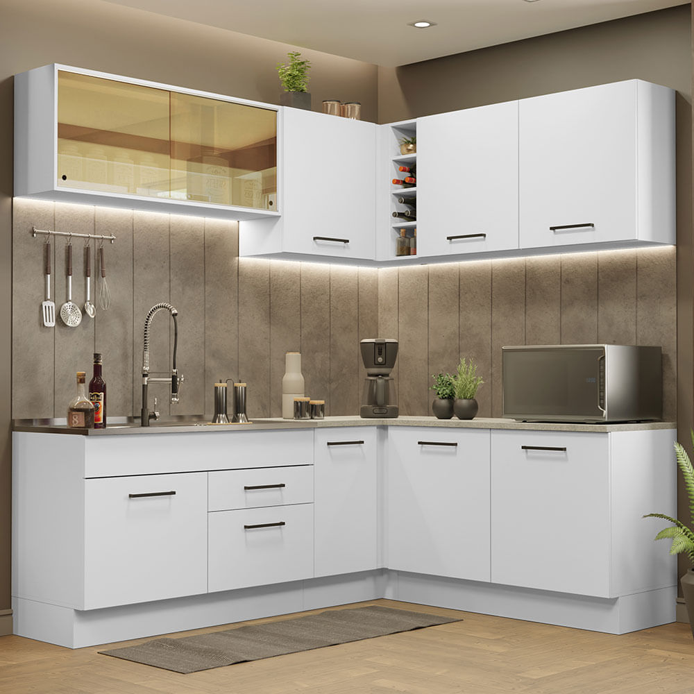 Mueble de Cocina Integral Esquinero Agata 389 cm Blanco 01 Mueble de Cocina Integral Esquinero Agata 389 cm Blanco 01