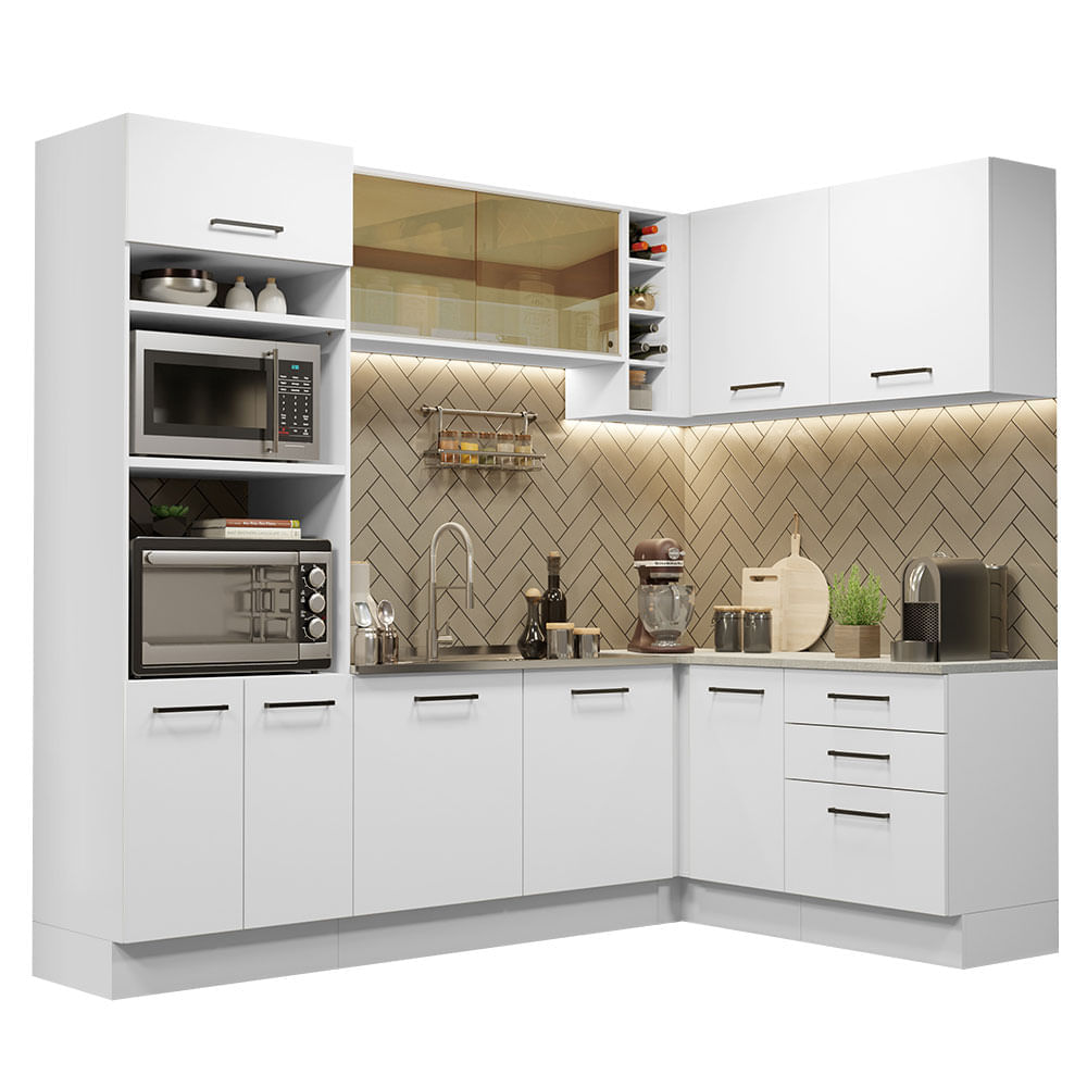 Mueble de Cocina Integral Esquinero Agata 399 cm Blanco 01 Mueble de Cocina Integral Esquinero Agata 399 cm Blanco 01